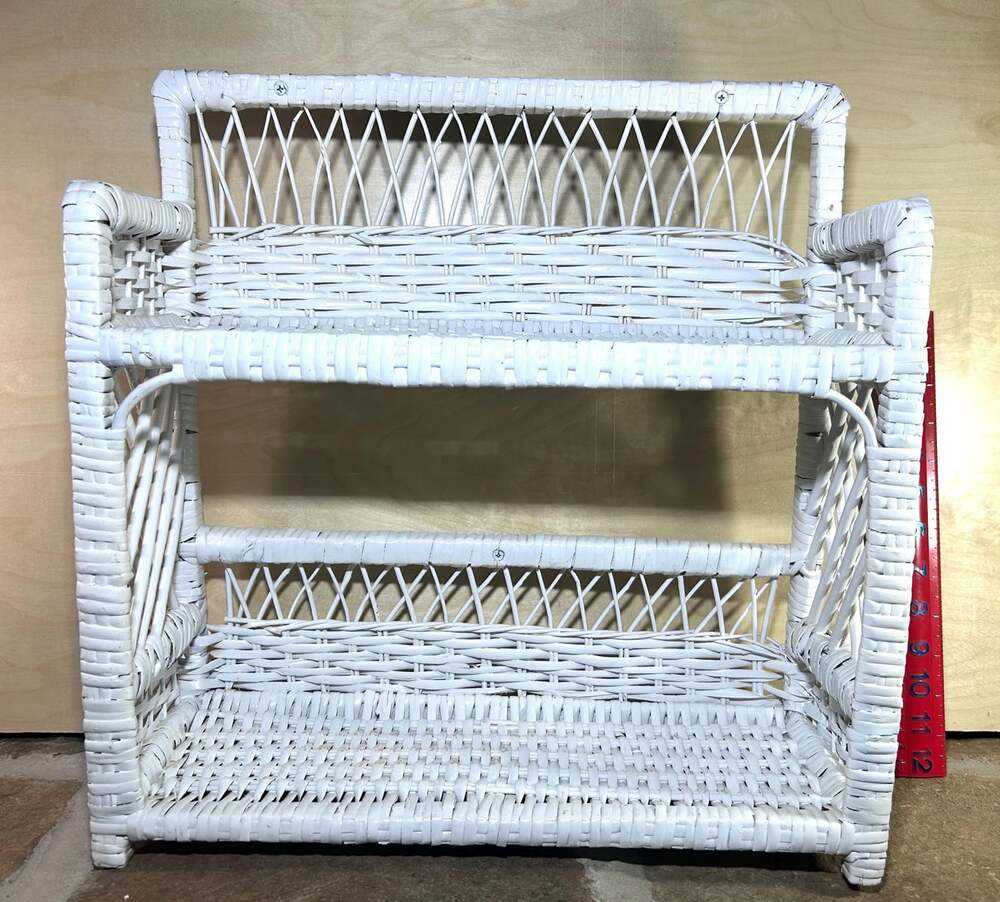 Vintage White Wicker Wall Rattan Shelf Vintage Children’s Room Decor Granny Core